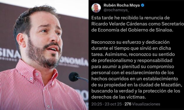 Renuncia Ricardo Velarde a la Secretaría de Economía de Sinaloa