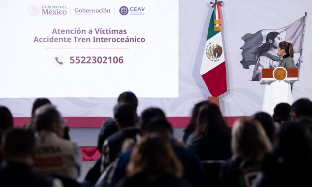 Sheinbaum promete respuestas claras tras el descarrilamiento del Tren InteroceánicoLa presidenta anuncia atención a víctimas, investigación y garantía de seguridad tras el accidente ferroviario en Oaxaca