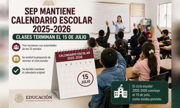 SEP mantiene sin cambios el calendario escolar; ciclo 2025-2026 concluirá el 15 de julio