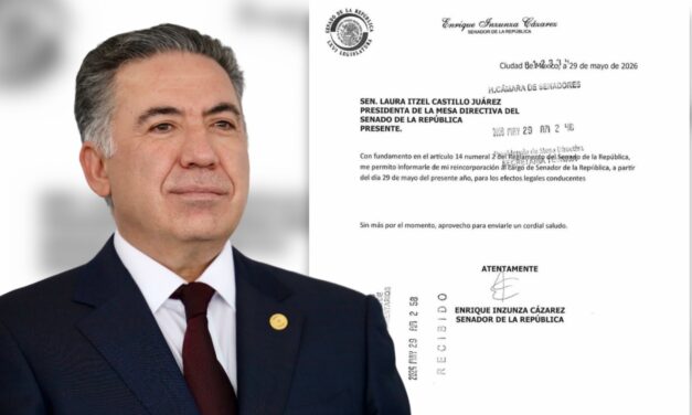 Enrique Inzunza retoma su escaño en el Senado tras solicitar licencia temporal