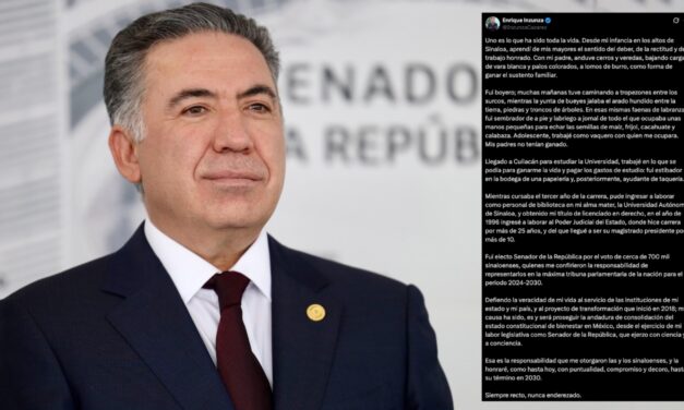 Enrique Inzunza descarta buscar la gubernatura y confirma que permanecerá en el Senado hasta 2030