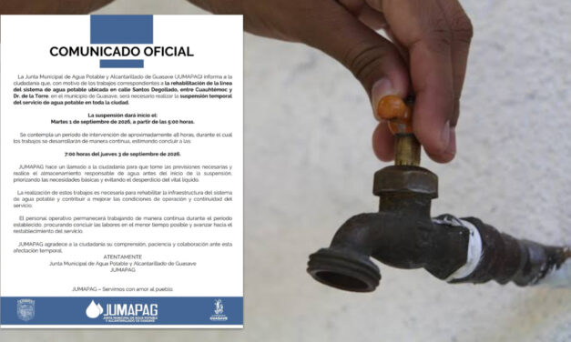 GUASAVE | ¡Prepárese Guasave! JUMAPAG suspenderá el agua potable durante 48 horas