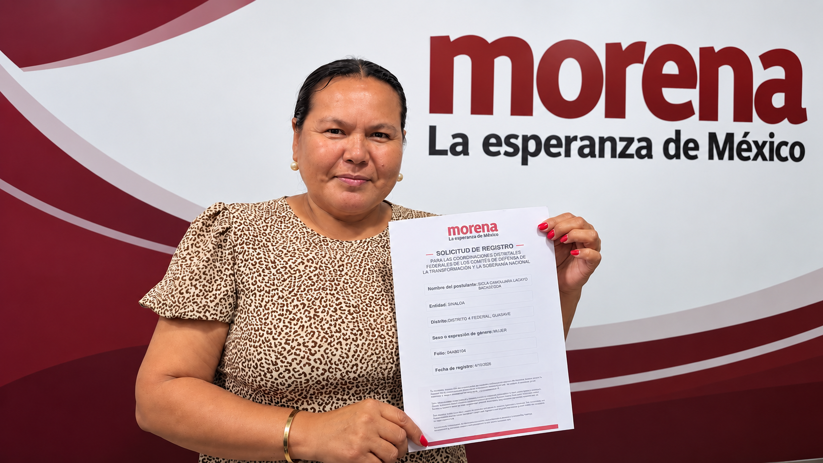 Retrato con registro de Morena